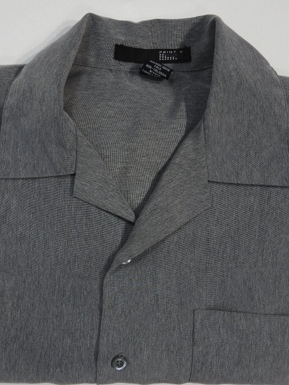 Point X Mens Small Short Sleeved Vintage Grey Button Up Shirt PX7195 Y2K 90s